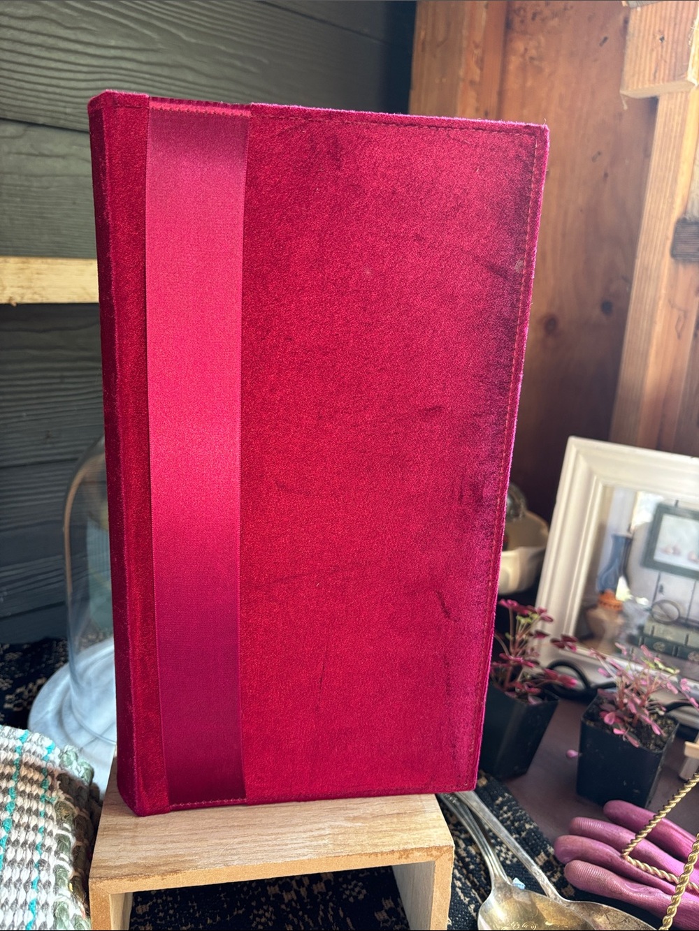 Vintage Velvet Hardcover Photo Album  in Deep Magenta
